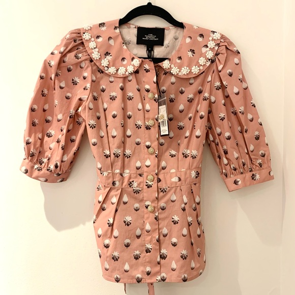 NWT Marc Jacobs The Romantic Blouse Dusty Pink Embellished Crystals - Picture 2 of 8